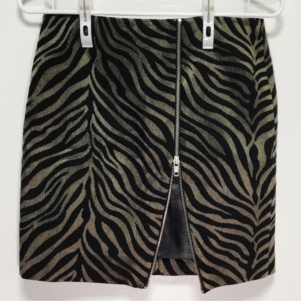 The Kooples Shiny Tiger Zipper Mini Skirt